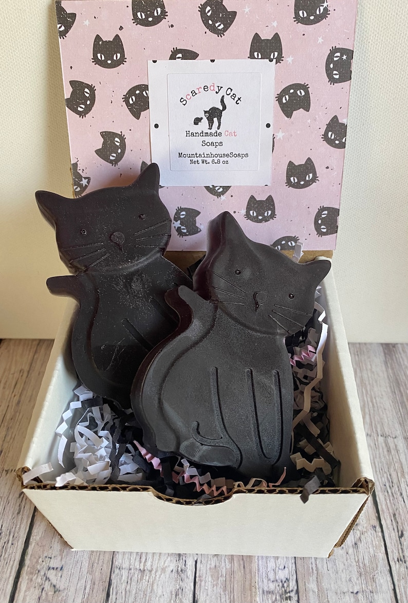 Cat Soap, Cat Soap Gift, Black Cat, Gift for Cat Lover, Cat Mom Gift, Romantic Soap Gift image 1