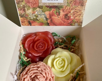 Flower Gift Box, Floral Soap, Flower Soap, Gift for Mom, Rose Soap, Peony Soap, Romantic Gift, Gift for Her