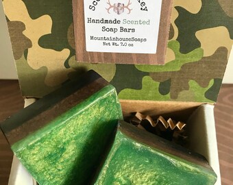Scotch Whiskey Scented Soap Bar Set, Valentine's Day Soap Gift for Him, Camo Gift for Him, Father's Day Soap Set, Dad Gift