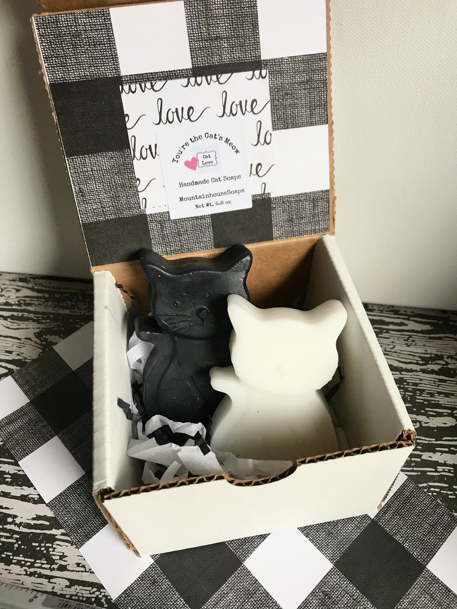 Black and White Cat Soaps, Gift Box of 2