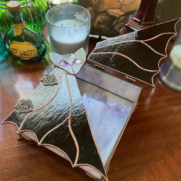 Stained Glass Bat Box - Streaky Purple