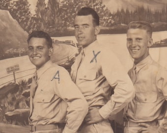 Men in Uniform Vintage Photograph / Military Fellas / 1940s Photo / Best Friends / Old Pals / Military History / Old Photo / Scrapbook