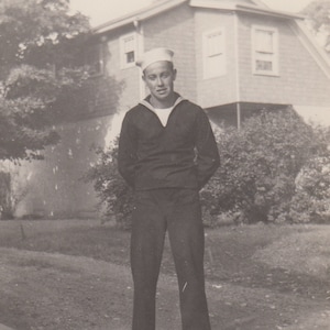 Sailor Vintage Photograph / Navy Original Photo / Sailor Uniform / Military Man / 1940s Photo / Sailor Suit / Handsome Man Snapshot / Cutie