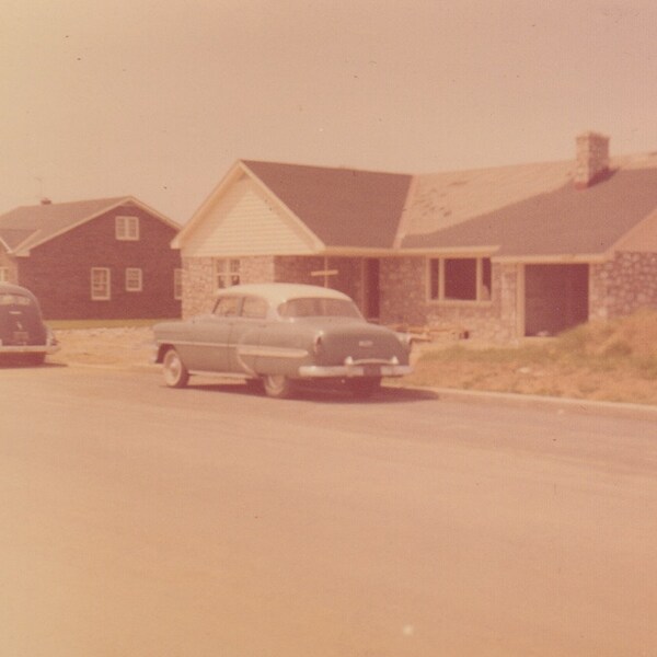 1950s Suburbs / Vintage Cars / Pastel Colors / Muted / Faded / Hazy / Soft / Beautiful Vintage Photograph / Found Photo / Good Old Days  /