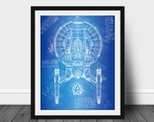 Star Trek Enterprise Art Print - daVinci Style, Wall Art, Enterprise NX-01 Poster, Patent Print, Leonardo daVinci, Patent Print ( P107)