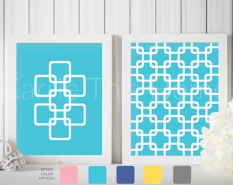 Geometric art set in turquoise | instant download printable art | set of 2 8x10 prints | housewarming gift