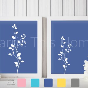 Printable art set | blue flowers | instant download | perfect for a gallery wall, dorm room or office.
