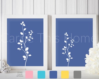 Printable art set | blue flowers | instant download | perfect for a gallery wall, dorm room or office.