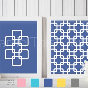 Geometric modern art prints in slate blue instant download printable art set of 2 8x10 prints modern home decor image 1