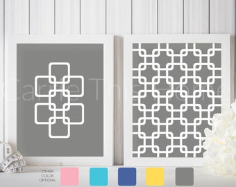 Mid century modern geometric wall art in gray | instant download printable art | set of 2 gray 8x10 prints | housewarming gift