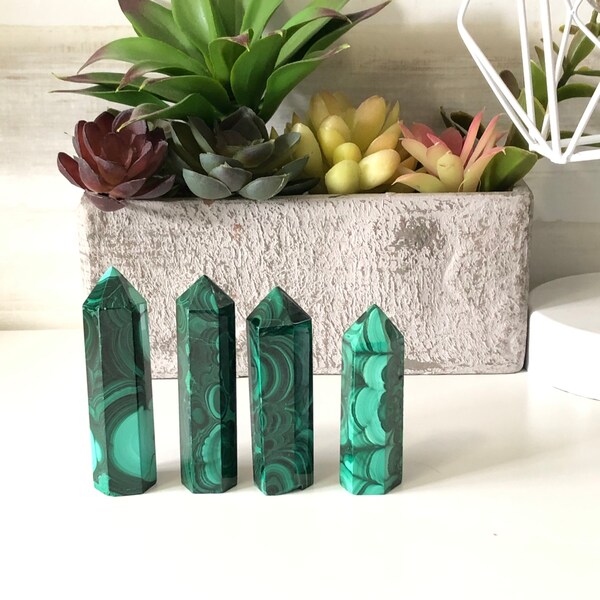 Beautiful Authentic Malachite Points, Crystal Point/Tower, Home Decor, Gemstone, Carved Crystal