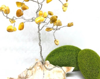 Handmade Baltic Amber Gem Tree, Lucky Tree, Money Tree,