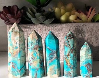 Beautiful  Chrysocolla Points, Crystal Point/Towers, Home Decor, Gemstone, Carved Crystal
