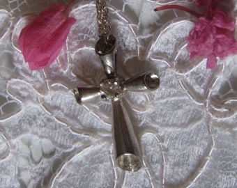 Sterling Silver Cross Necklace, Pendant Necklace, Cross Necklace