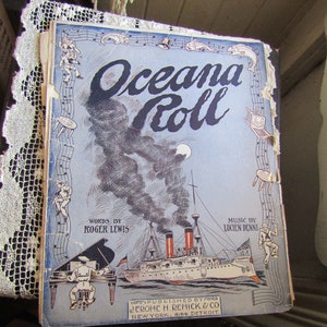 Ocean Roll Sheet Music, Piano Music with Lyrics, Silent Film Music, Silent Movie Accompaniment Music, Laurel and Hardy Style Sheet Music