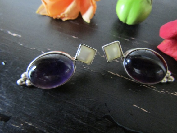 Sterling Silver Amethyst Earrings, Mexican Jewelry - image 5