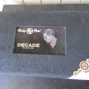 Rocky Patel Wood Cigar Box, Decade Deluxe Tubo Cigars, Large Black Wooden Cigar Box