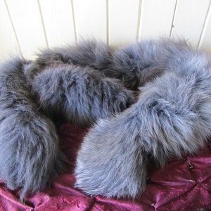 Gray Fox Tail Stole, Slate Gray Fur, Vintage Fur