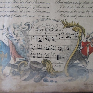 1700&#39;s Sheet Music Framed, Antique Hand-Colored Sheet Music, Vintage Love Song, 19th Century Musical Score
