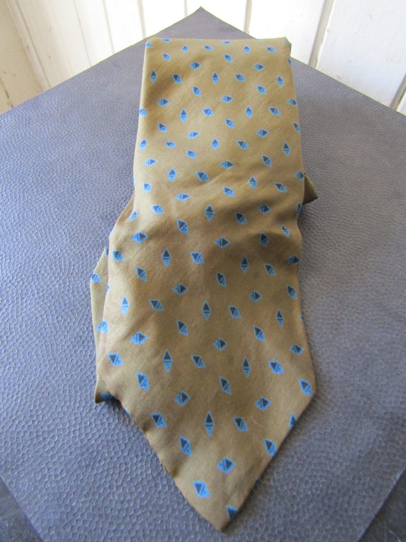 John Wanamaker Tie, Olive and Teal Necktie, Vinta… - image 4