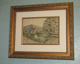 ¡50 % DE DESCUENTO! Acuarela de George Taylor, acuarela vintage, pintura vintage de Hubberholme, la antigua rectoría de Hubberholme, pintura de George Taylor