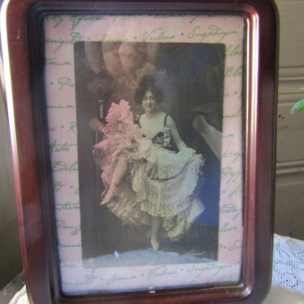 Carte postale encadrée de danseur de can-can, carte postale allemande antique