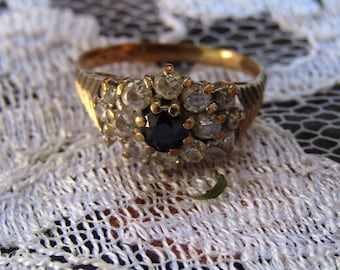 9k Gold Sz 6 Sapphire, Cubic Zirconia Ring,Formal Jewelry, Size 6 Sapphire Gold Ring, Estate Jewelry, Antique Ring. September Birthstone