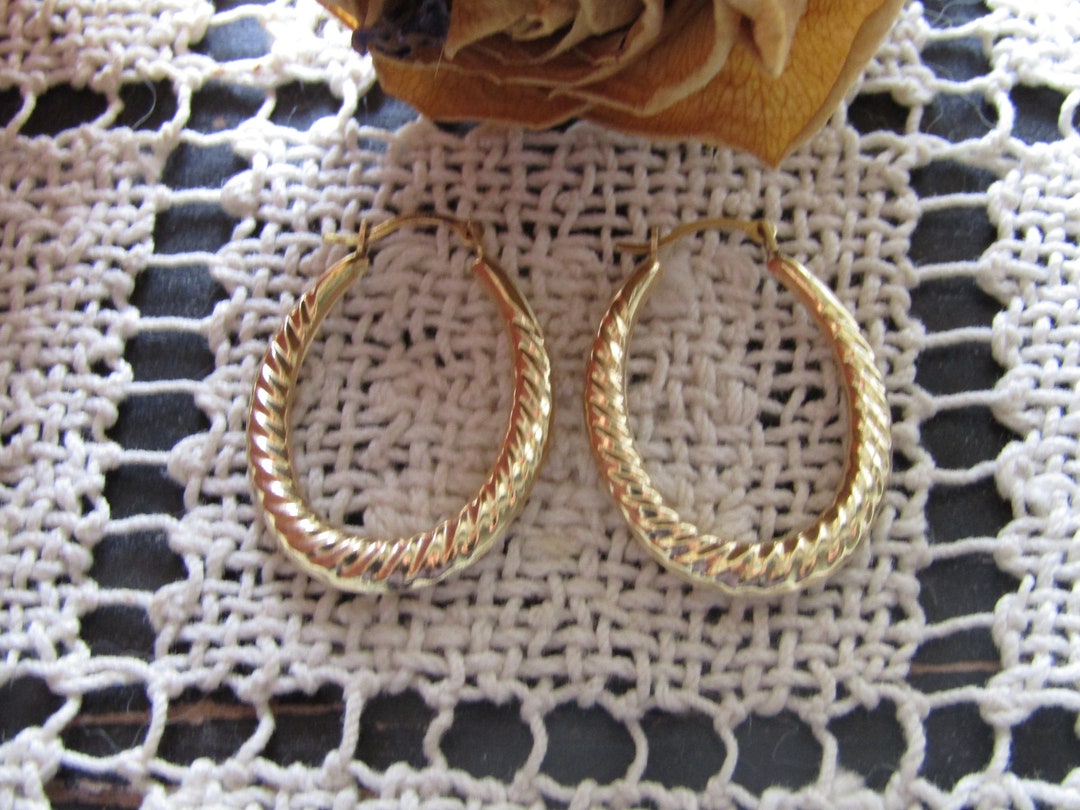 14 Kt. Gold Hoop Earrings, Vintage Jewelry, Estate Jewelry, Gold Hoops