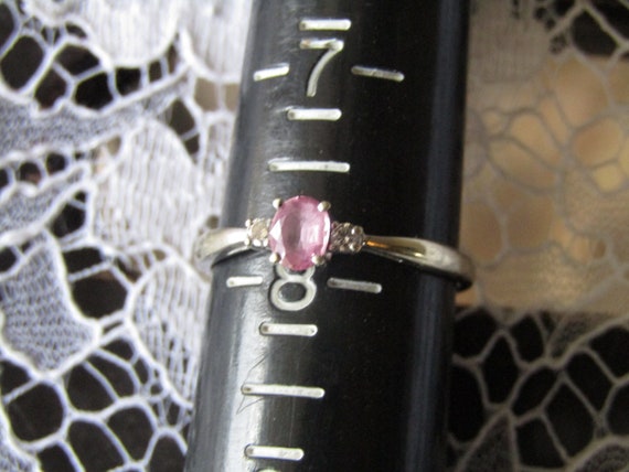 Pink Sapphire and Diamond Gold Ring Size 7 3/4, W… - image 9