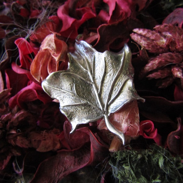 Silver Maple Leaf Brooch, Sterling Maple Leaf Pin, Ballou Maple Leaf Brooch, Sterling Silver Maple Leaf Jewelry