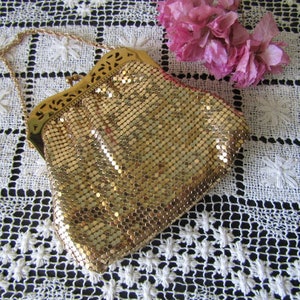 Whiting and Davis Gold Mesh Evening Bag, Formal Purse, Vintage Pocketbook, Formal Accessories, Vintage Couture, Vintage Accessory, Mesh Bag