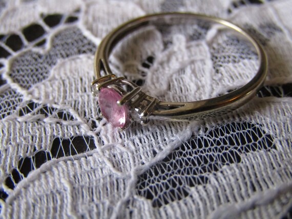 Pink Sapphire and Diamond Gold Ring Size 7 3/4, W… - image 5