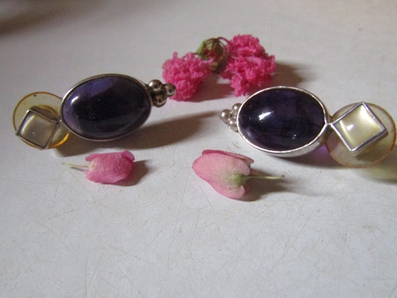 Sterling Silver Amethyst Earrings, Mexican Jewelry - image 3