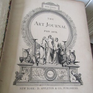 1875 Art Journal, Antique Coffee Table Book, Vintage Ephemerie, Art History Encyclopedia, 19th Century Reference Book, Antique Art Book