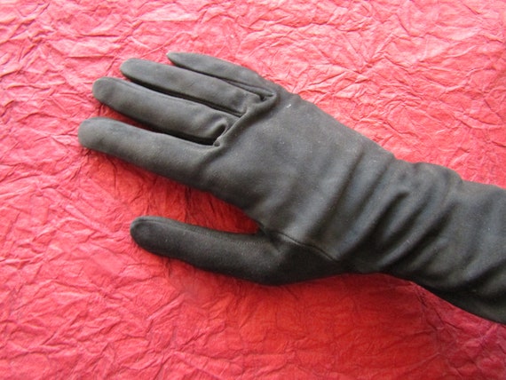 Fine Suede Evening Gloves, Black French Formal Gl… - image 3