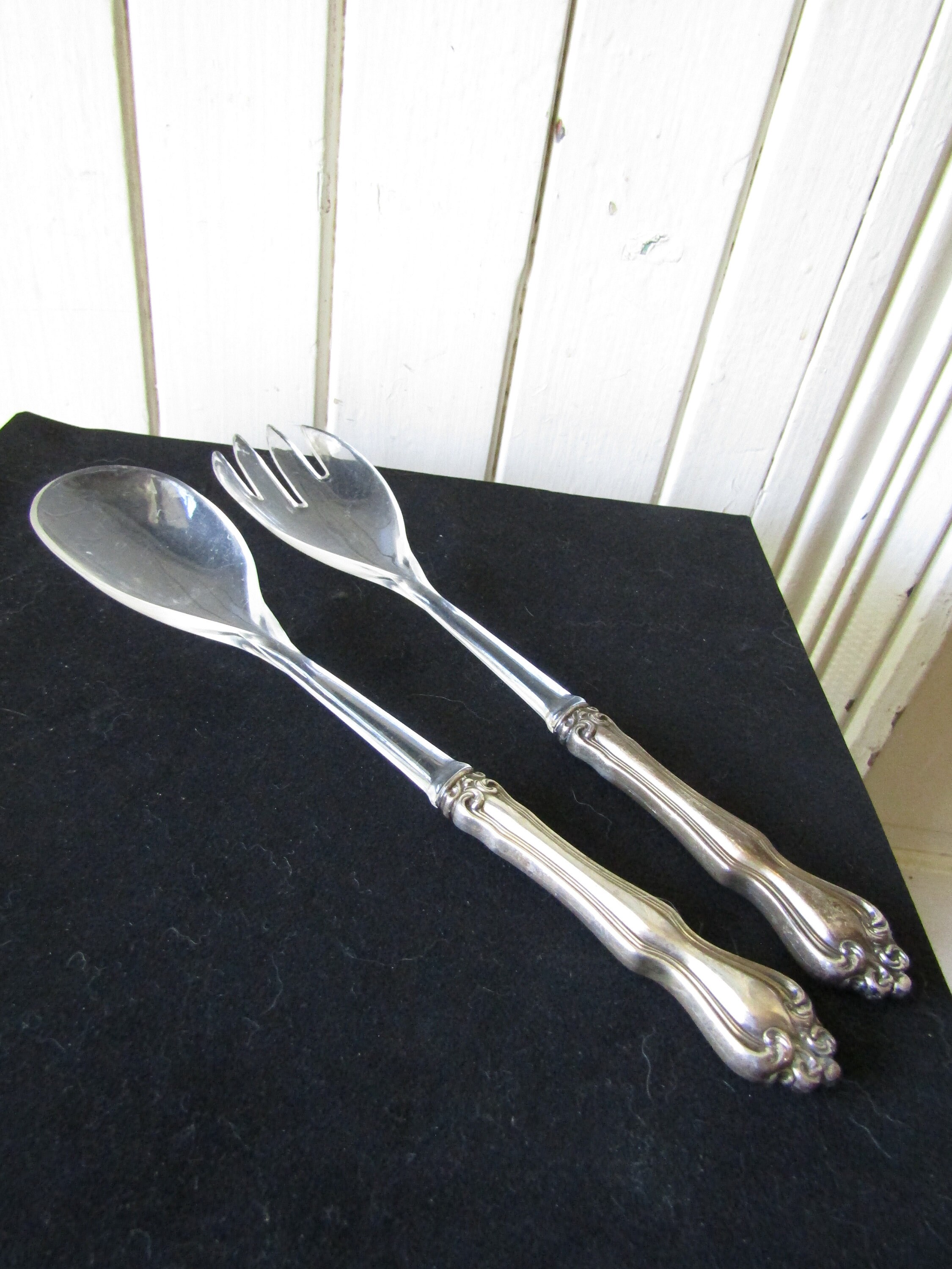 Silver Salad Tossing Fork and Spoon Vintage Salad Servers Etsy