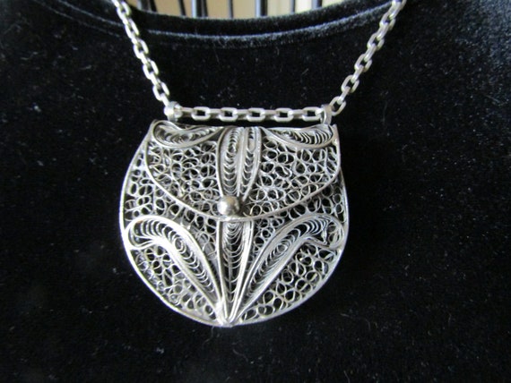 Antique Sterling Silver Filigree Purse, Estate Je… - image 8