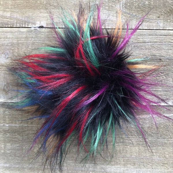 Multi-color Faux Fur Pom, Luxe Pom Pom, Luxury Pom Pom, Poms for hats, Poms for beanies