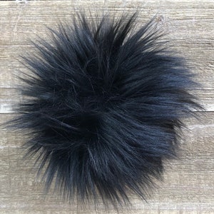 Black Faux Fur Pom Pom, faux fur Pom, luxe faux fur Pom, Luxury Faux Fur Po