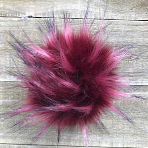 Burgandy color Faux Fur Pom, faux fur Pom, Pom Pom, Luxe Faux Fur Pom, Luxury Faux Fur Pom