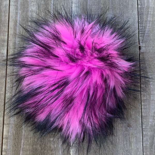 Hot Pink faux fur pom, luxe Pom, luxury pom Pom, Poms for hats, Poms for beanies