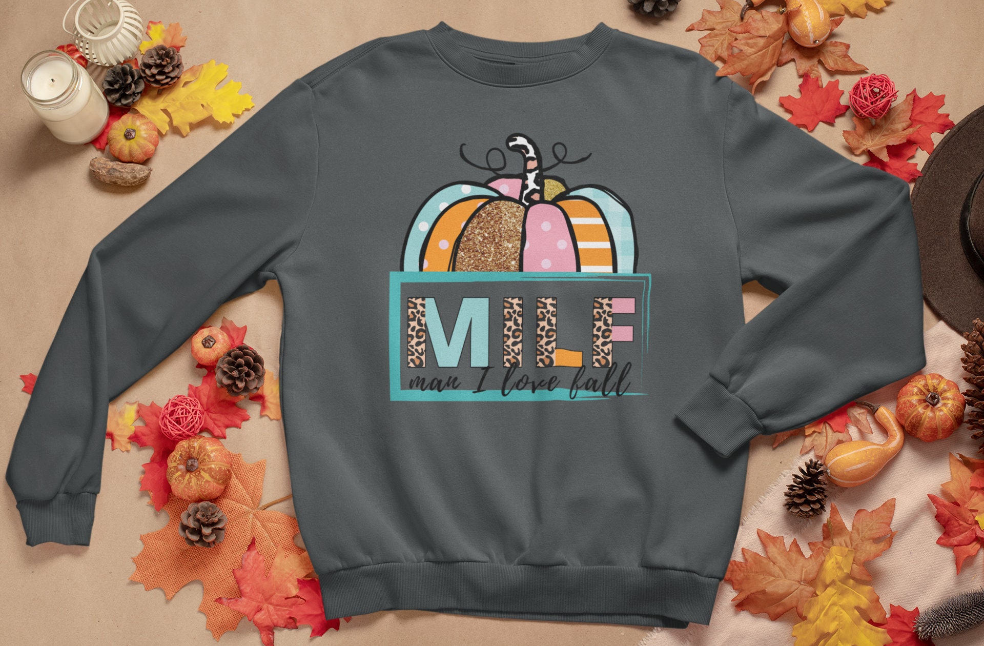 Discover Milf Man I Love Fall Sweatshirt, Funny Halloween Sweatshirt, Leopard Pumpkin Sweatshirt, Milf Sweatshirt, Fall Season Crewneck Sweatshirts