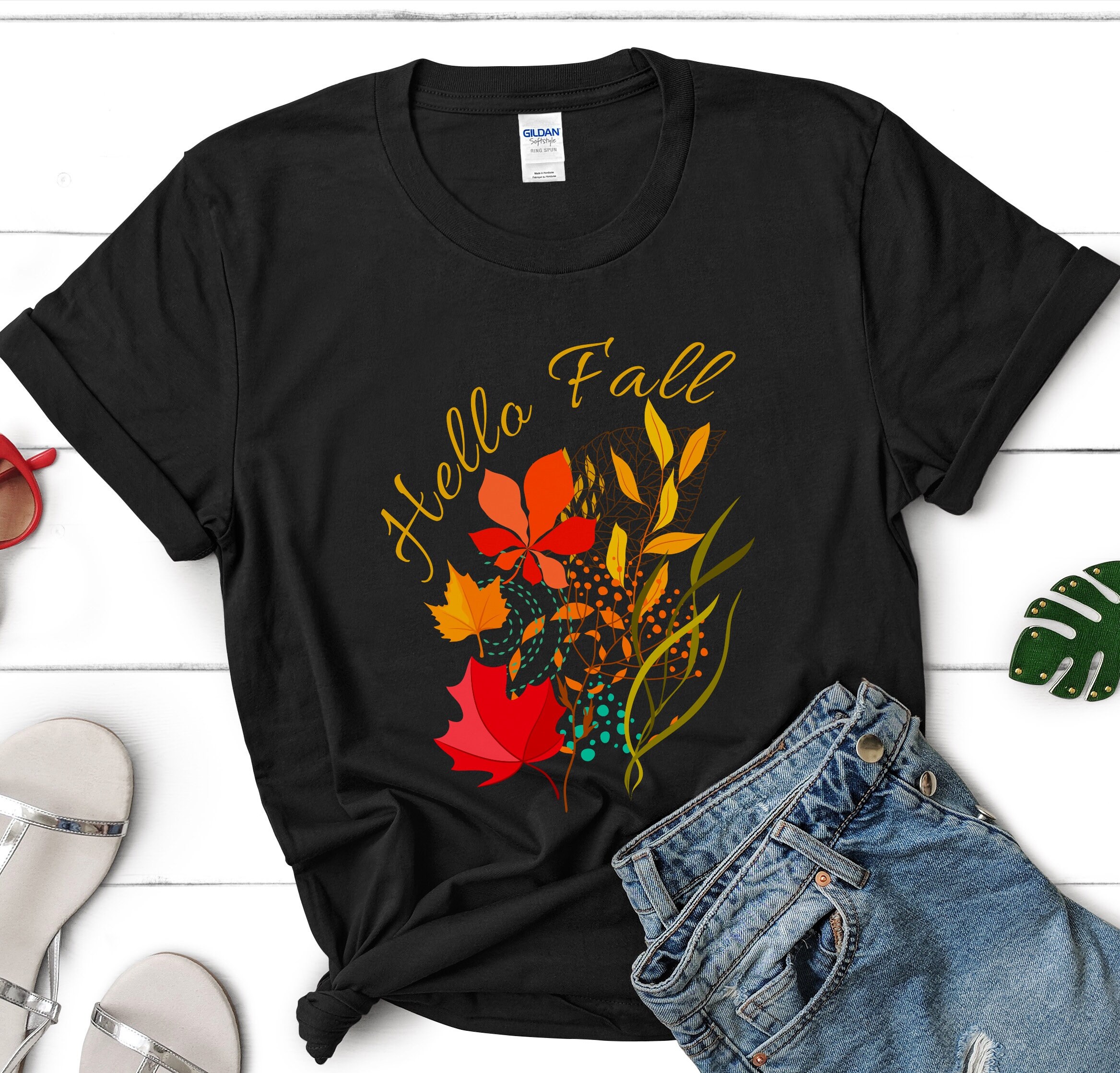 Hello Fall Shirt Womens Fall TShirt Falls Shirt Cute Fall Etsy