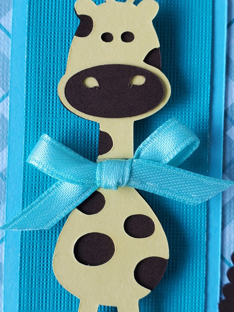 Pink & Blue Variety Baby Giraffe Card, DIY Greeting Card Kit, Premade