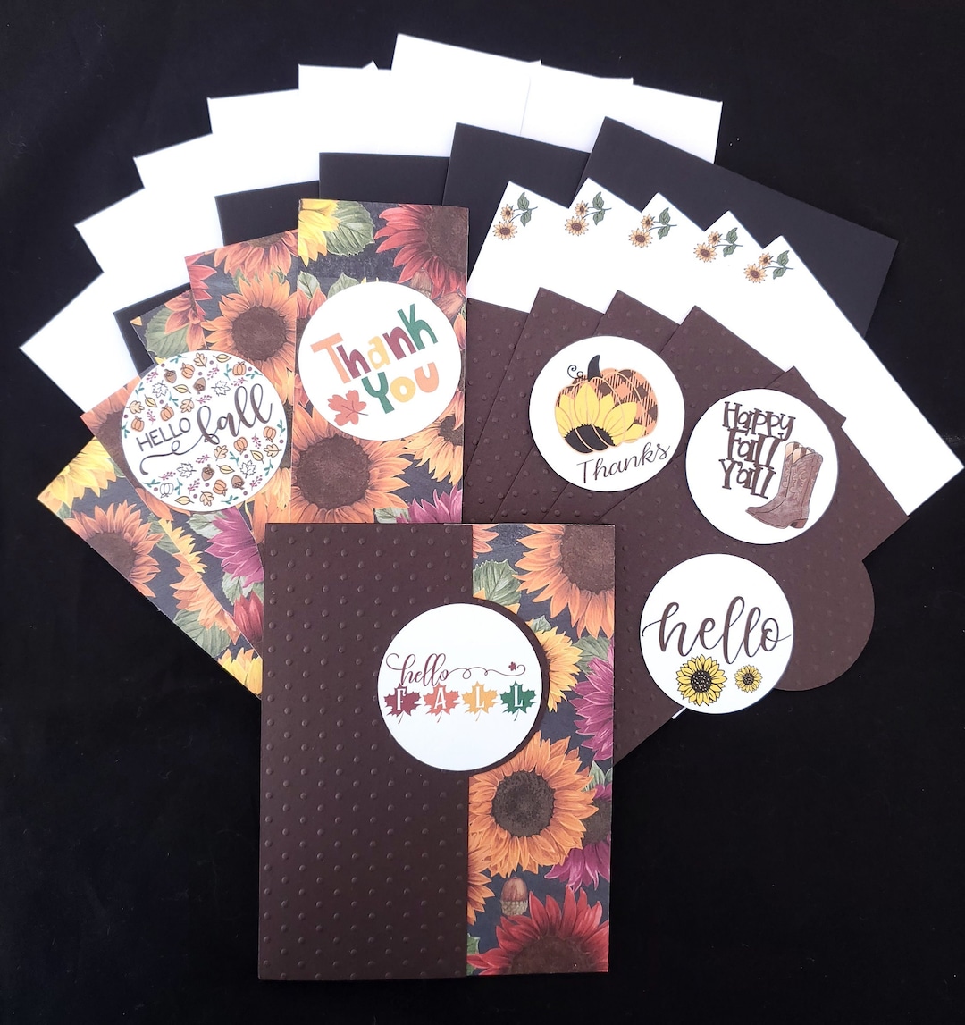 6 Fall Sunflower Assortment Card Making Kit, DIY Autumn Card Kit, Make ...