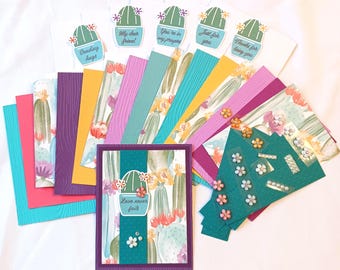 Embossed Cactus Card Making Kit: Desert Theme DIY Craft Assortment (6 Cards)