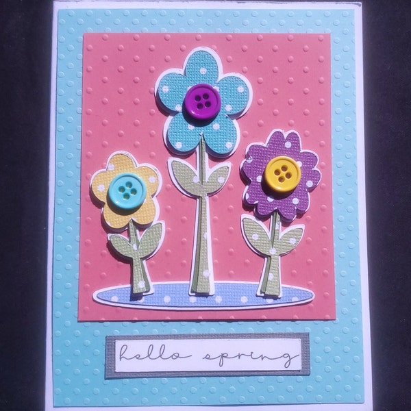 DIY Spring Buttons and Flowers Card Making Kit, Handmade Card Kit Assortment, Spring Card Craft Kit to Make, Homemade DIY Card Making Kit