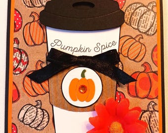 Pumpkin Spice Coffee Fall DIY Handmade Greeting Card Kit With Envelopes (6 cards)
