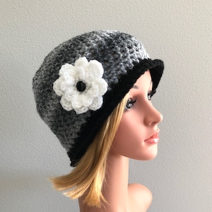 Turned up slight brim hat, PICK COLORS, sun or rain hat, ship NOW,  bucket hat, bowler hat, crocheted flower beanie, rolled brim cloche hat.
