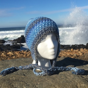 Earflap beanie, earflap hat, beach hat, winter hat, simple earflap hat, basic earflap hat, crochet earflap hat, adult or teen earflap hat.
